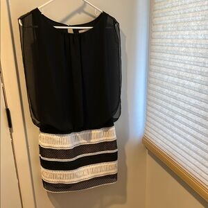 Chic Black and White Striped Dress